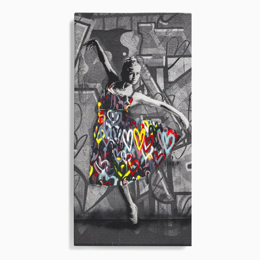 Tablou canvas cu tablou canvas cu balerina stilizata, fara rama, pe sasiu de lemn
